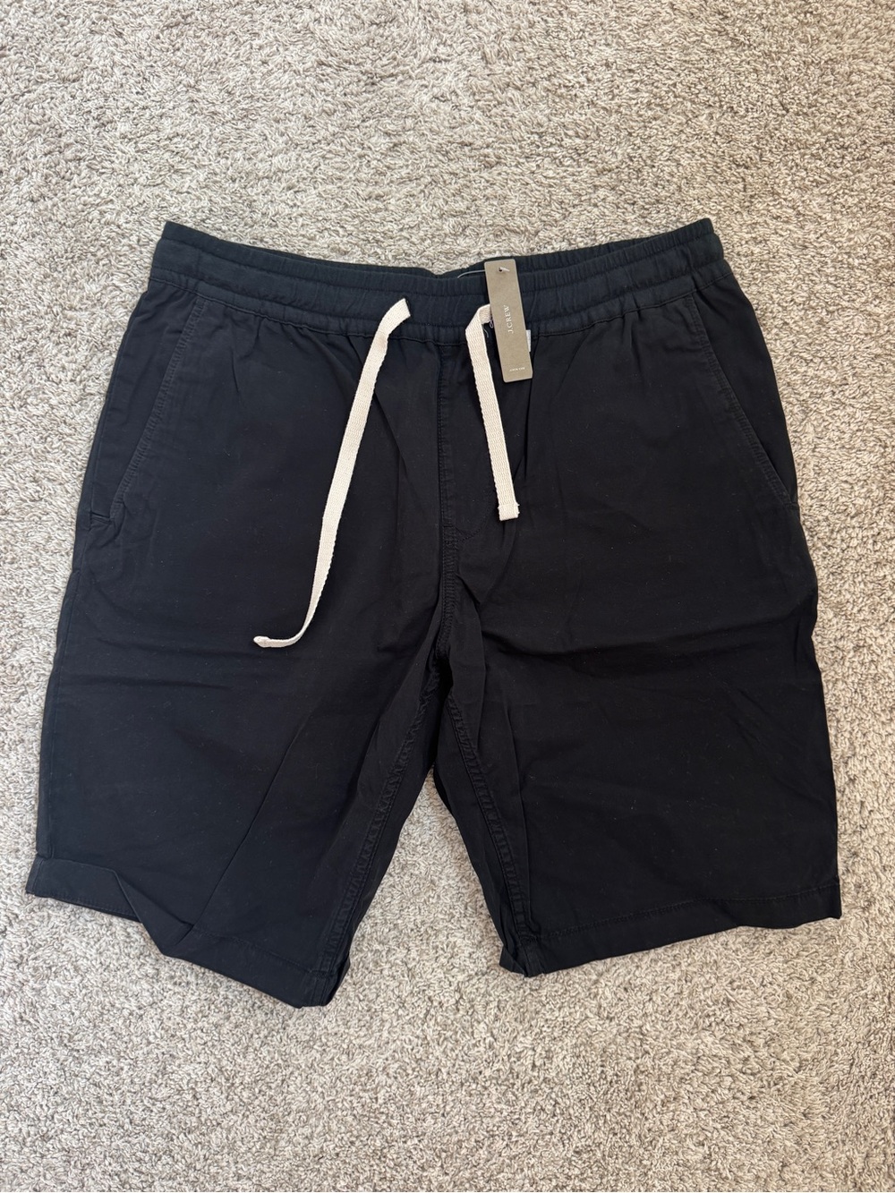 J. Crew Black Athletic Drawstring Shorts with Cream Tie